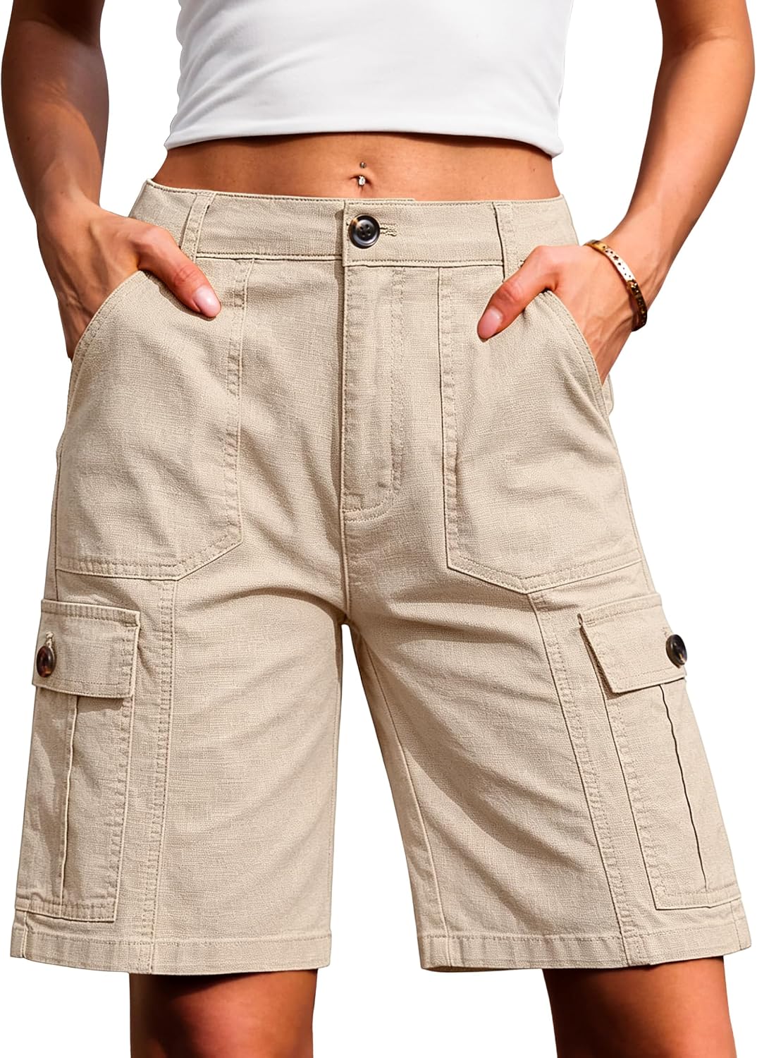 Eddoyee Women's Bermuda Cargo Shorts