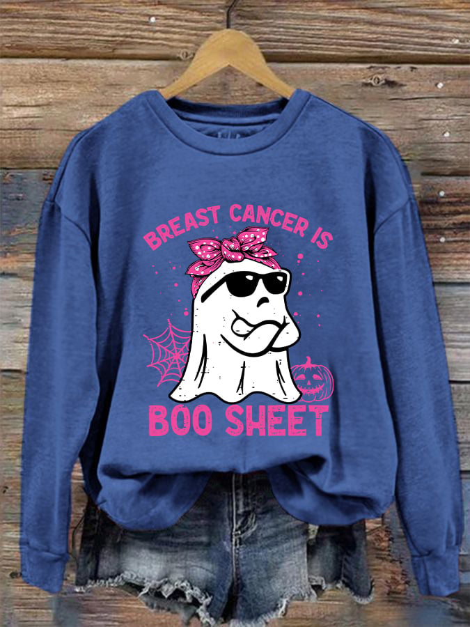 Women's Breast Cancer Is Boo Sheet Printed Sweatshirt
