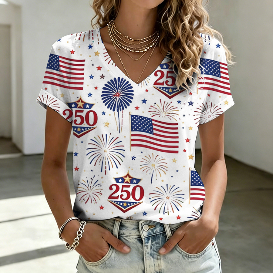 Women'S 250Th Anniversary Independence Day Printed T-Shirt