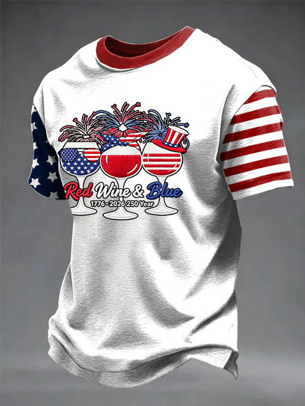 Men'S Casual American 1776-2026 Anniversary Printed Short Sleeved T-Shirt