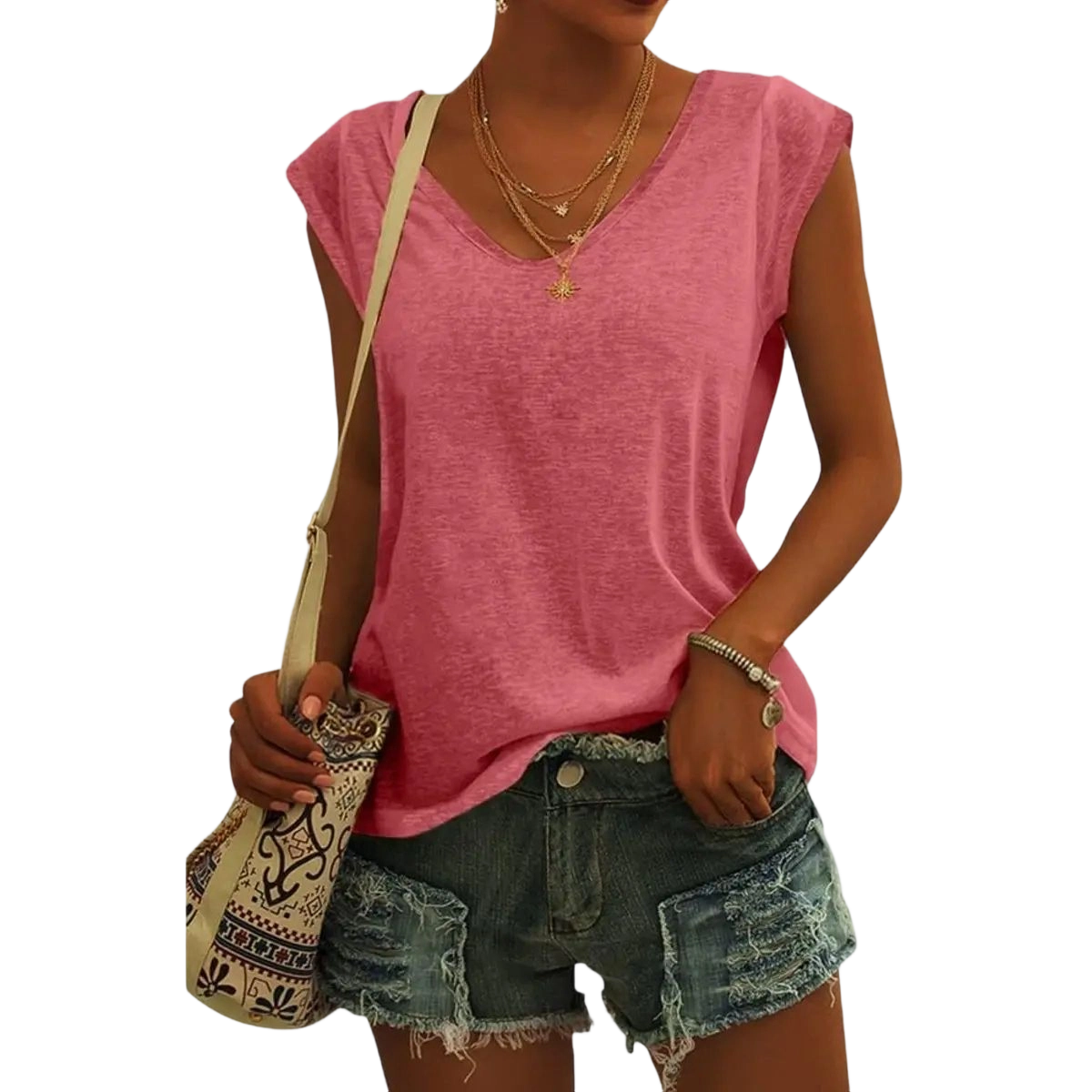 Womens Cap Sleeve Tops V Neck Loose Fit Tshirts Spring Summer Casual Basic Tees