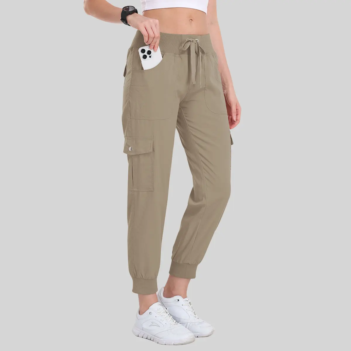 PLUS SIZE Lightweight Hiking Cargo Pants Outdoor Quick Dry Casual Travel Sweatpants Joggers Elastic Waist 6 Pockets