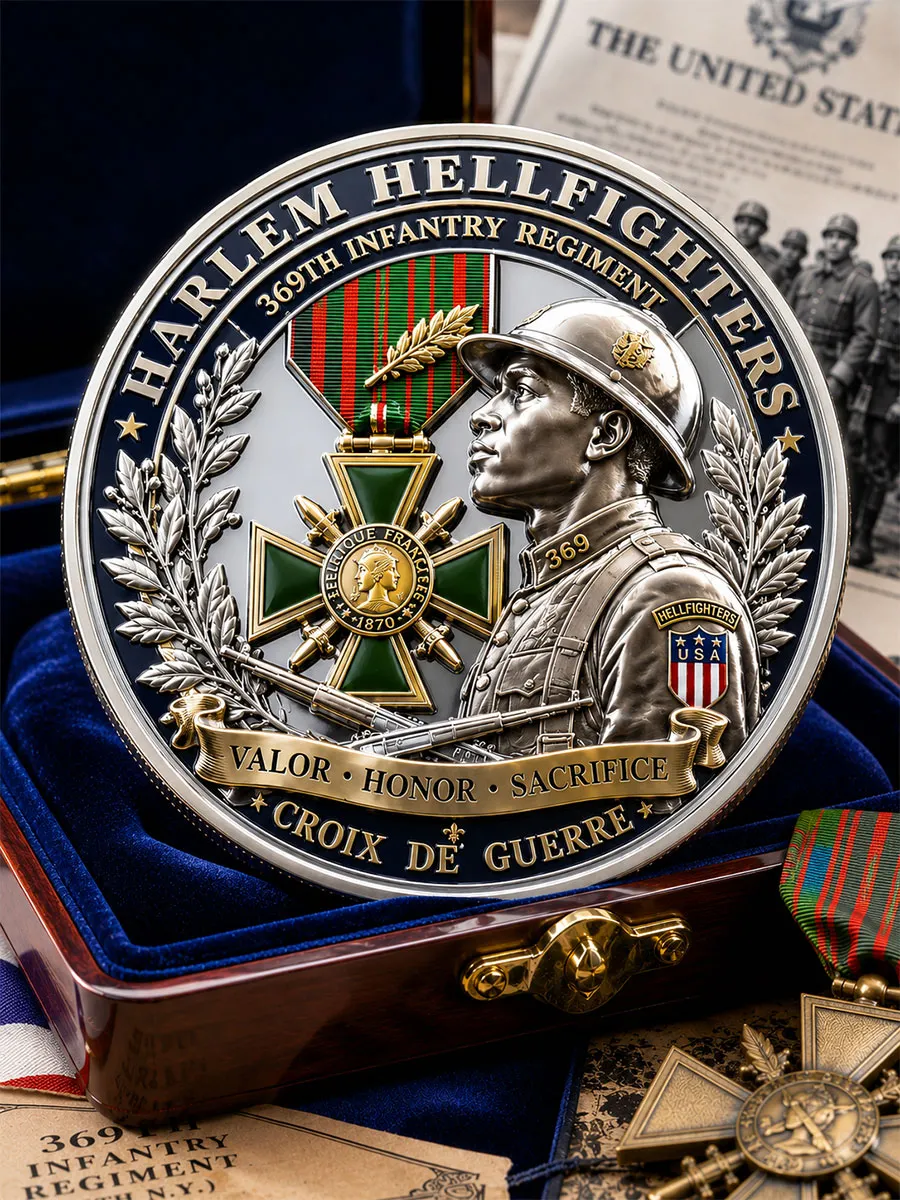 Harlem Hellfighters Commemorative Metal Medal – 369th Infantry Regiment Tribute