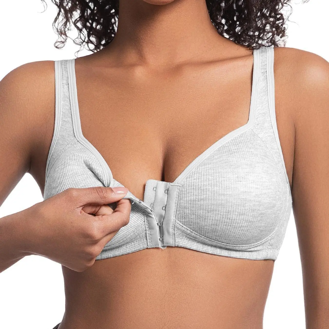 Women's Front Closure Cross Back Wireless Bra