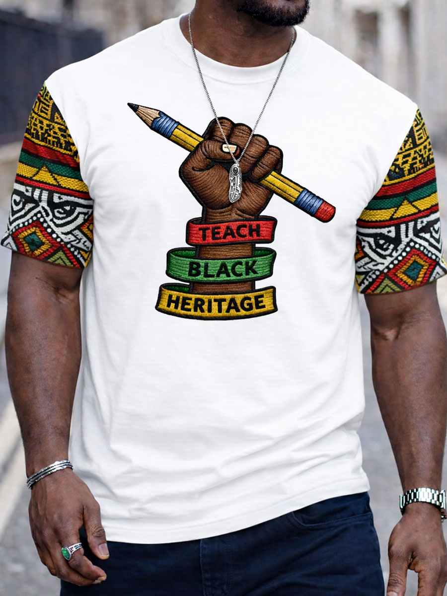 Black History Month Printed Casual Short-Sleeved T-Shirt
