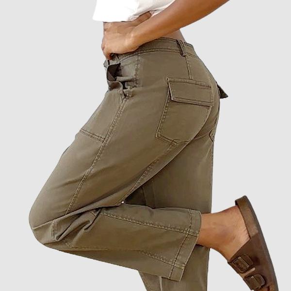 Mother's Day Sale💕Mid Waist Baby Barrel Fit Deep Pockets Pants