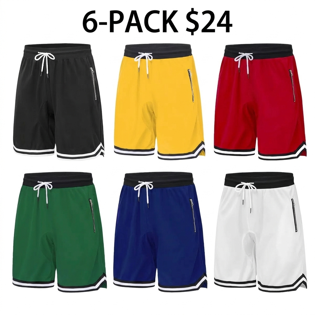 Men’s casual athletic shorts with zippered pockets