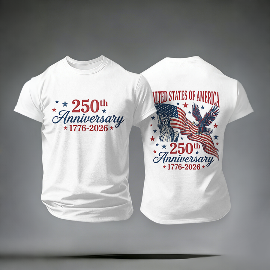 Men'S Casual American Founding Celebration Personalized Printed Round Neck T-Shirt