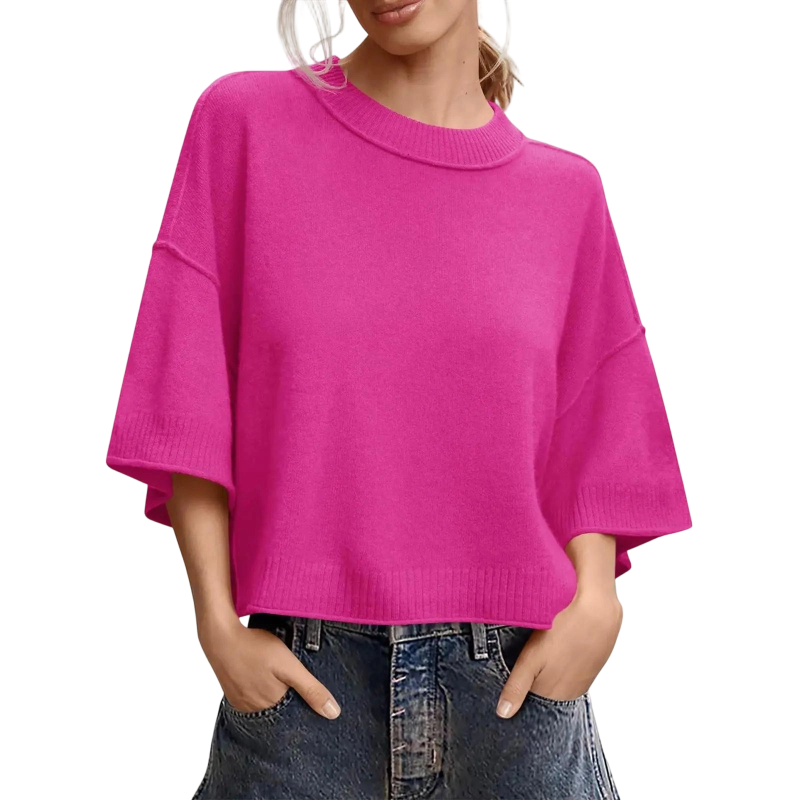 Womens Short Sleeve Sweater Summer Oversized Cropped Sweaters