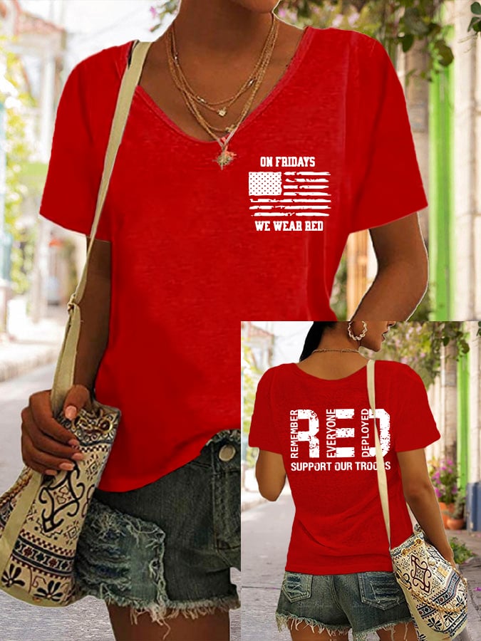 Women's Red Friday Print T-shirt