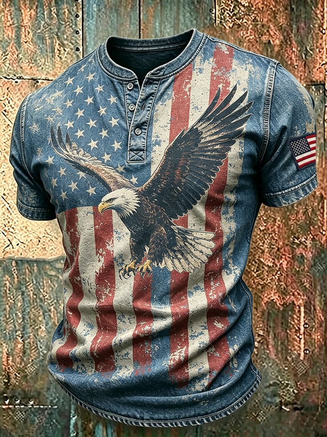 Men's American Flag Printed Casual T-Shirt