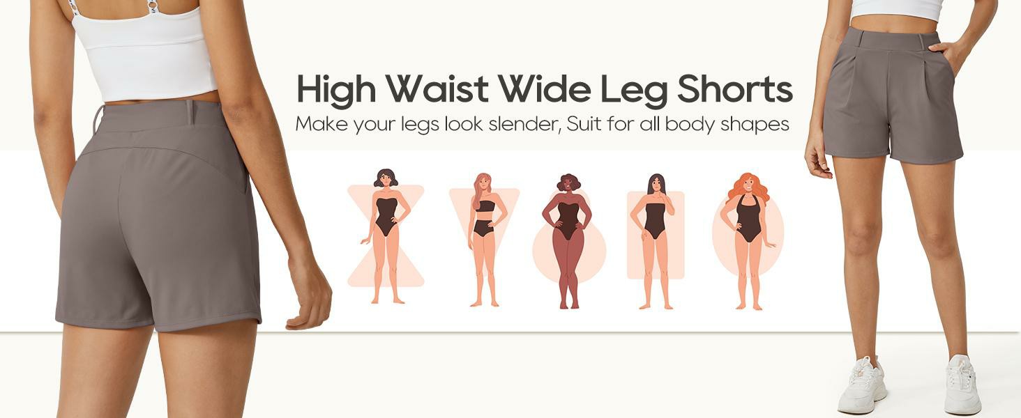 Women's High Waisted Casual Summer Shorts – Wide Leg Athletic Shorts with Pockets