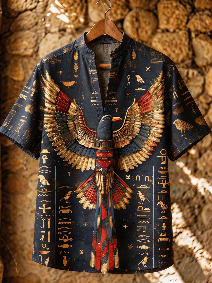 Men’s Ancient Egyptian Mythology Print Casual Shirt