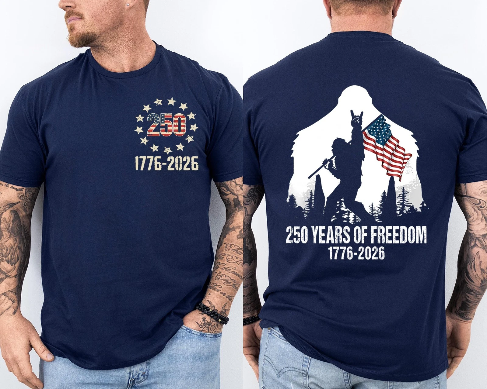 Men'S Casual American 1776-2026 Anniversary Printed Short Sleeved T-Shirt