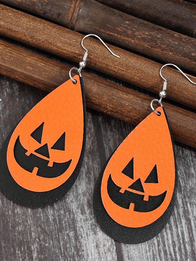 Halloween Cute Pumpkin Ghost Earrings Pu Leather Creative Earrings