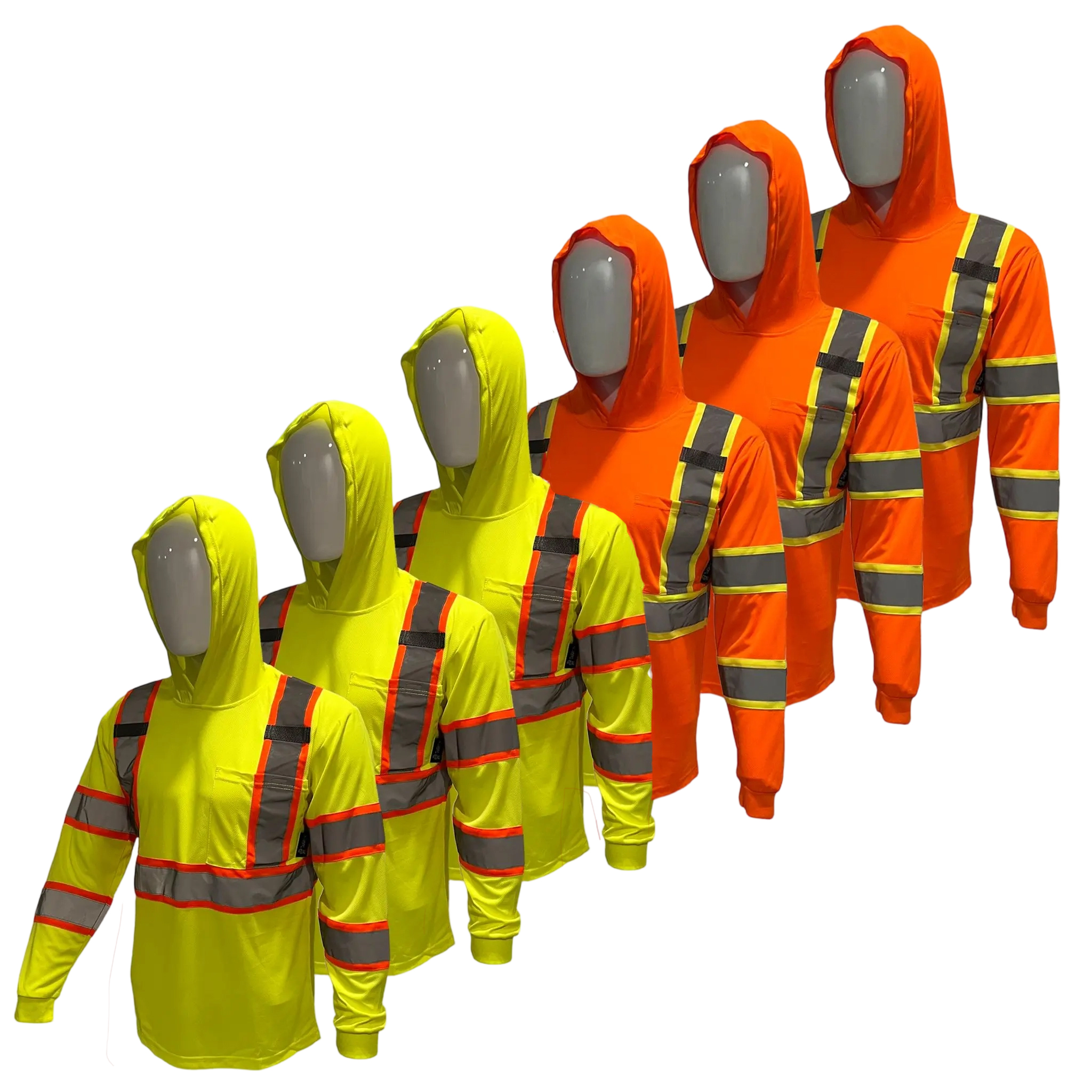 6-Pack Hi-Vis Performance Work Hoodie Shirts (Quick-Dry & Breathable)