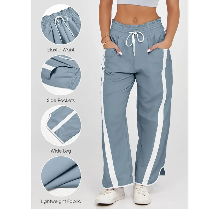 Women's Loose Barrel Pants – Quick Dry Lightweight Hiking Travel Workout Running Comfy Lounge Pants with Pockets for Summer