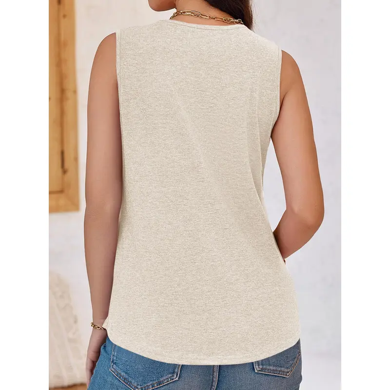 Women's V-Neck Vest — Elegant & Casual Summer Style, Loose-Fit Sleeveless Top/Shirt