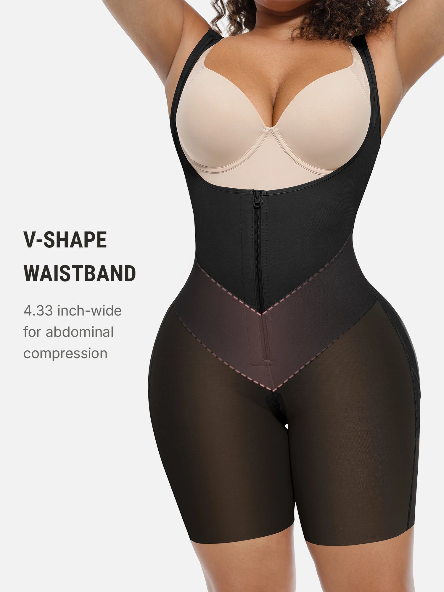 Feelingirl Full-Coverage Chest Faja Tummy Control Butt Lift Bodysuit