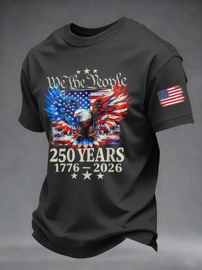 Men'S American Anniversary Flag Printed T-Shirt