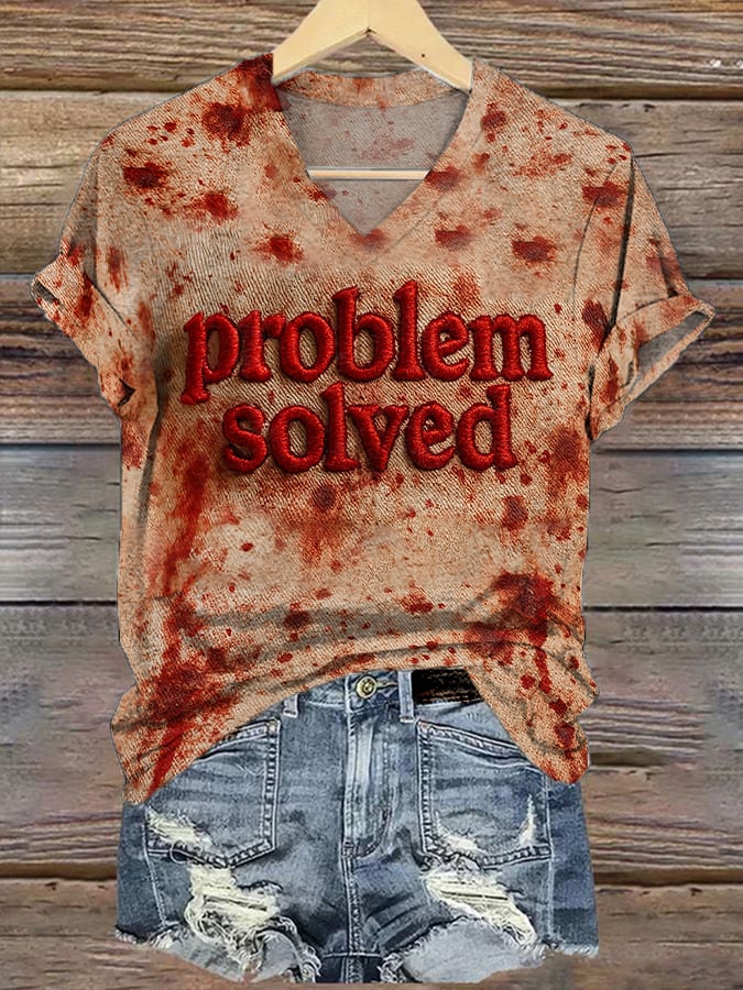 Women's Casual Retro Bloodstained T-Shirt