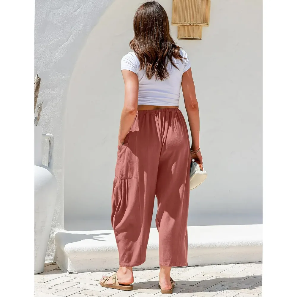 Womens Linen Wide Leg Pants