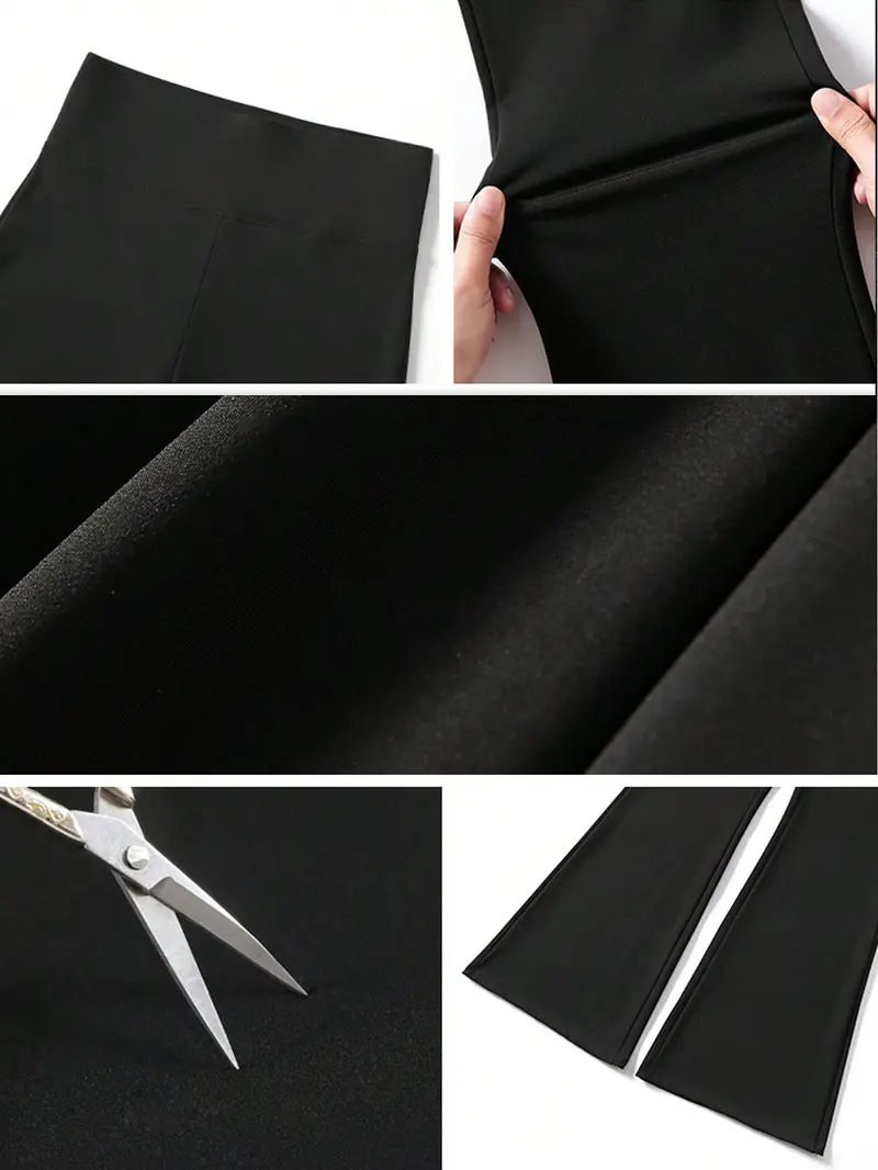 Women's High-Waisted Stretchy Wide-Leg Pants