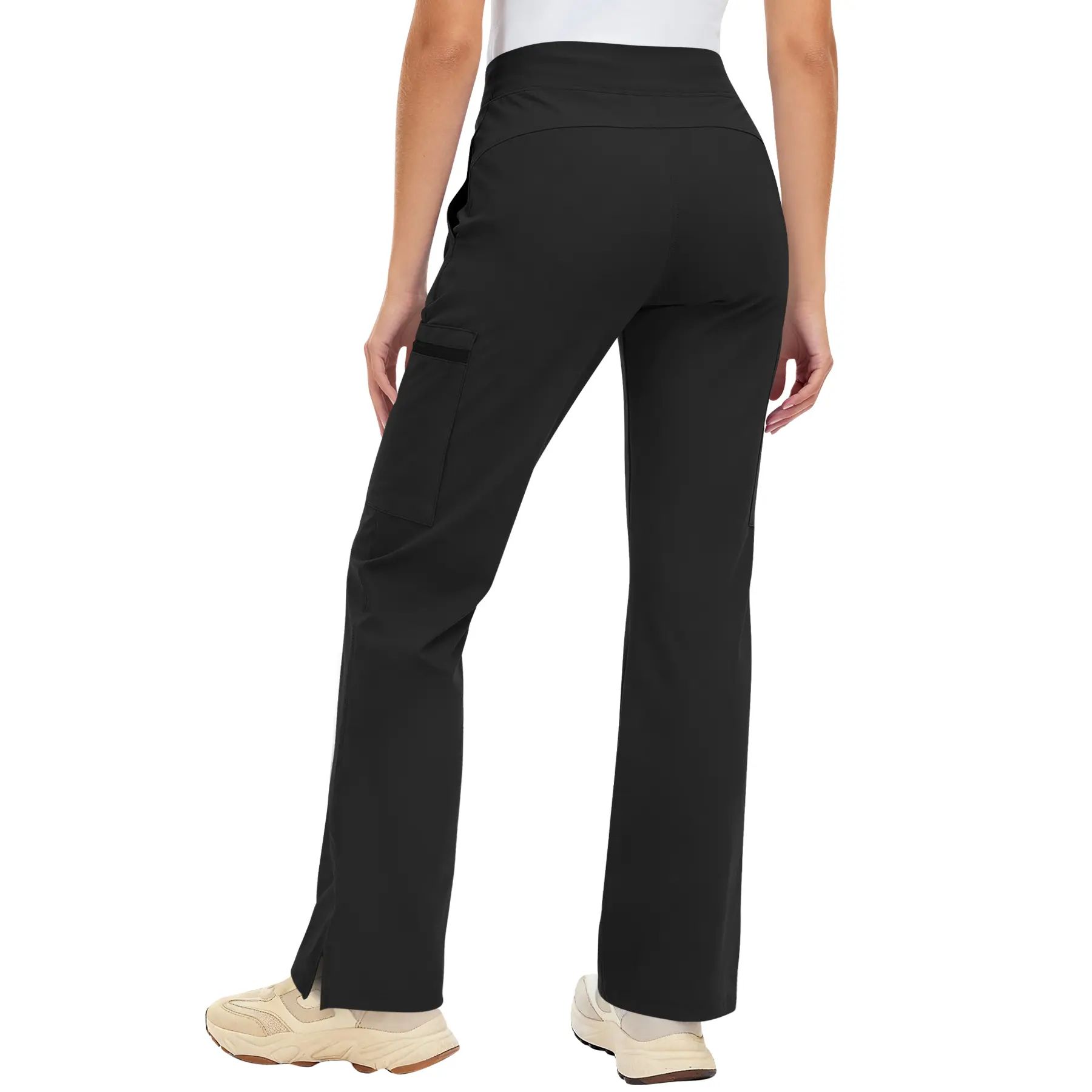 Yoga Scrub Pants Women High-Rise Straight Leg Uniform Cargo Bottom with Yoga Waistband,5 Pockets&4-Way Stretch,summerwins