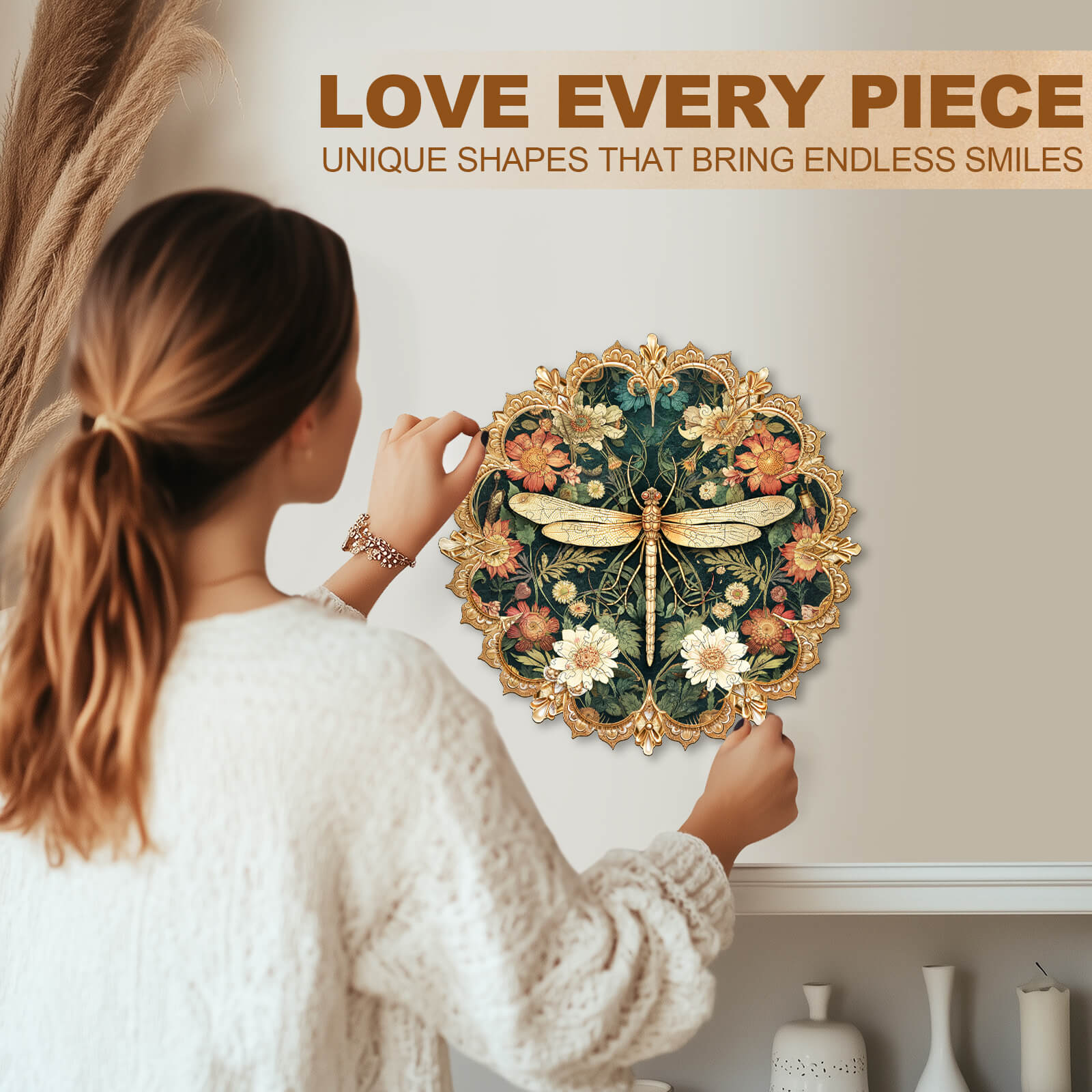 William Morris dragonfly Wooden Jigsaw Puzzle