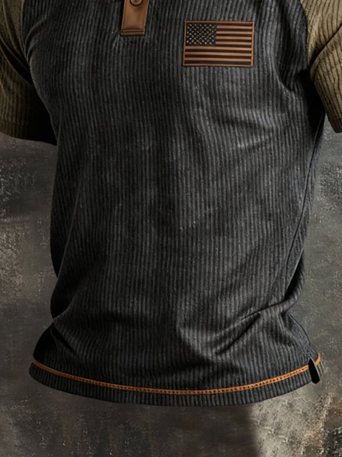 Men's Retro Ribbed Color-Block 