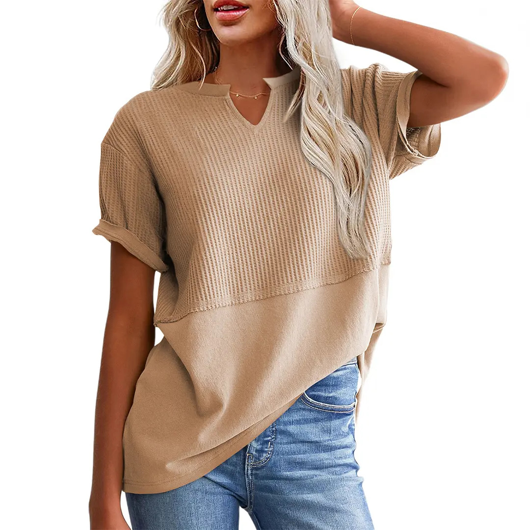 Women's Plus-Size V-Neck Short-Sleeve Knit Top