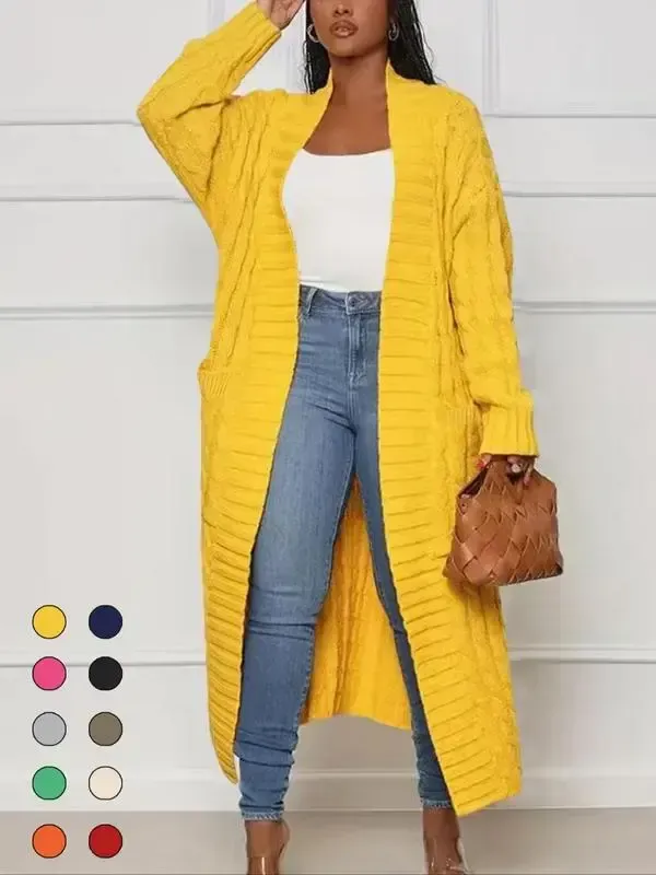 Women's Long Cardigan 2025 Oversized Coat Long Sleeve Open Cardigan Knitted Extra
