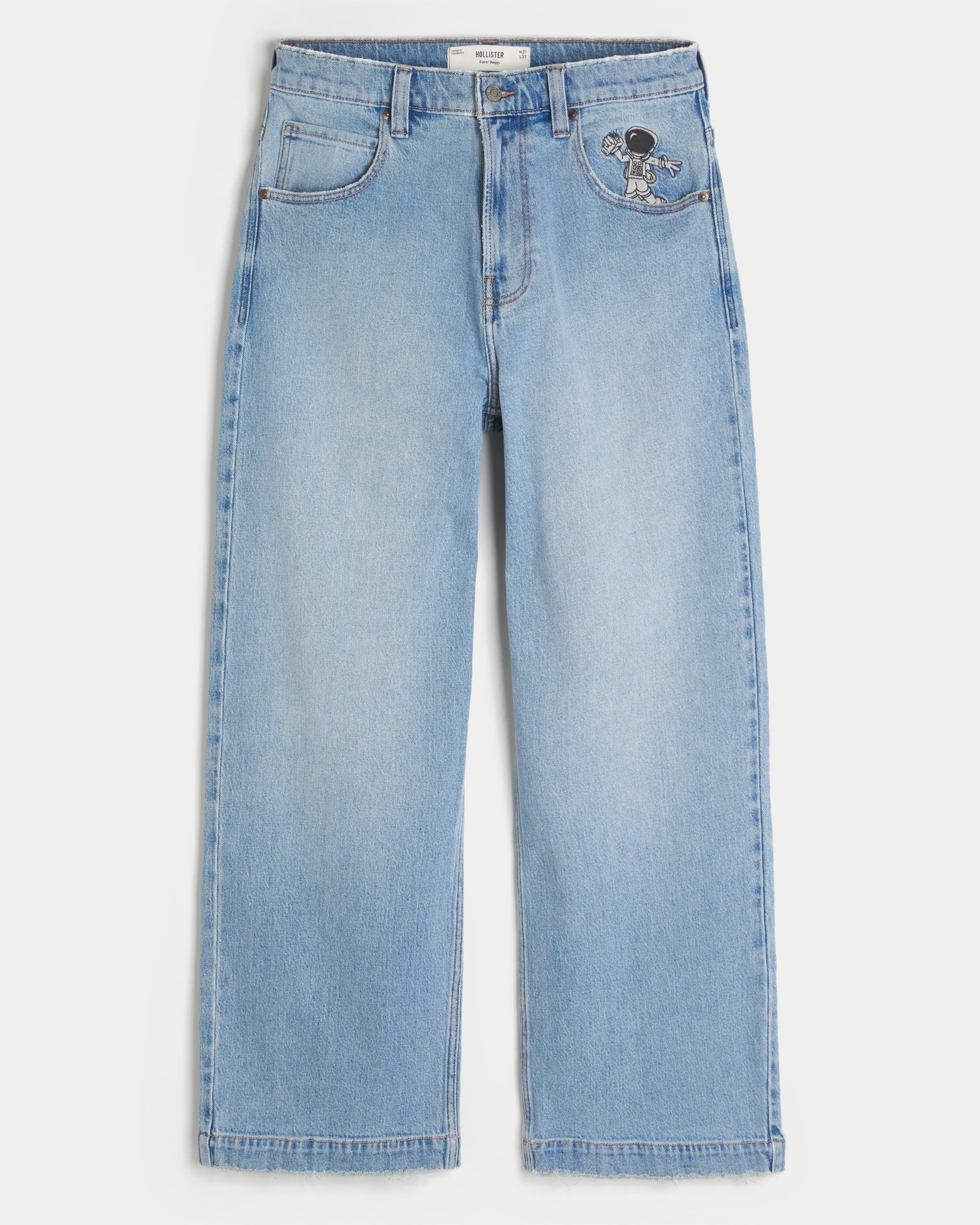 Dark Wash Logo Embroidery Super Baggy Jeans
