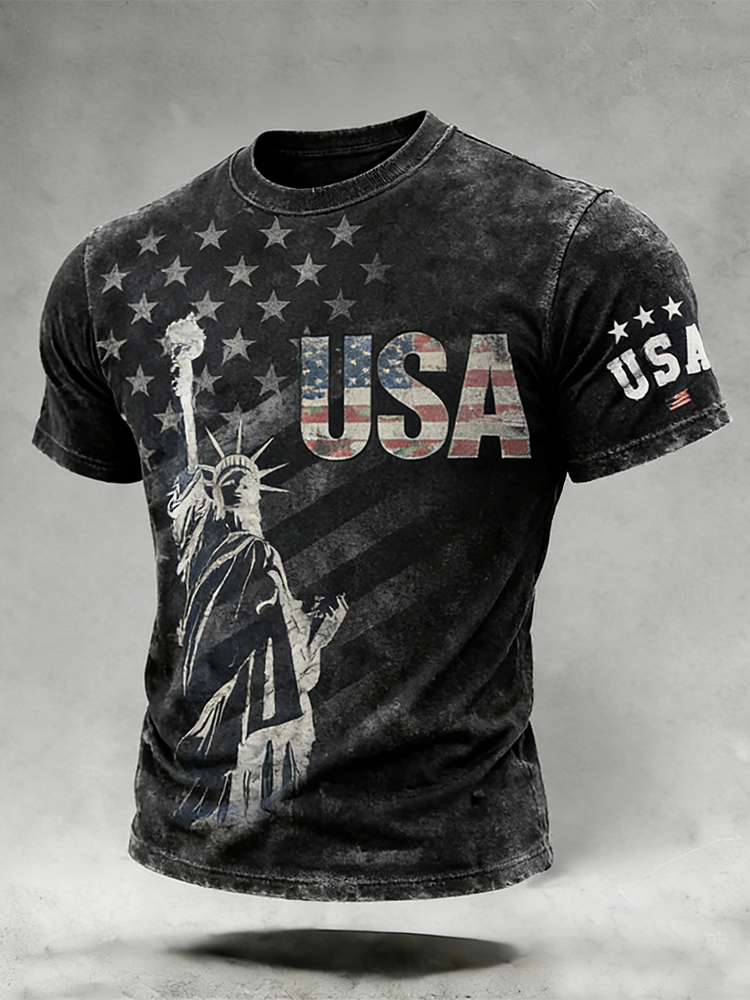Men's casual American 250th anniversary printed T-shirt