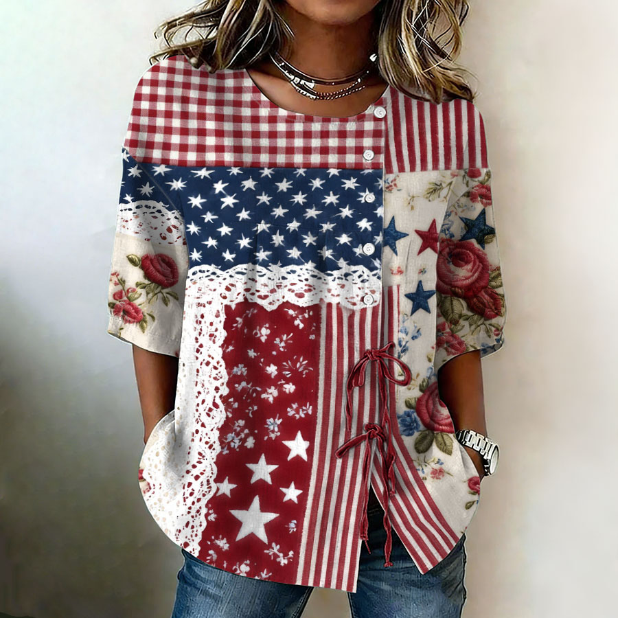 Women's floral art printed casual shirt
