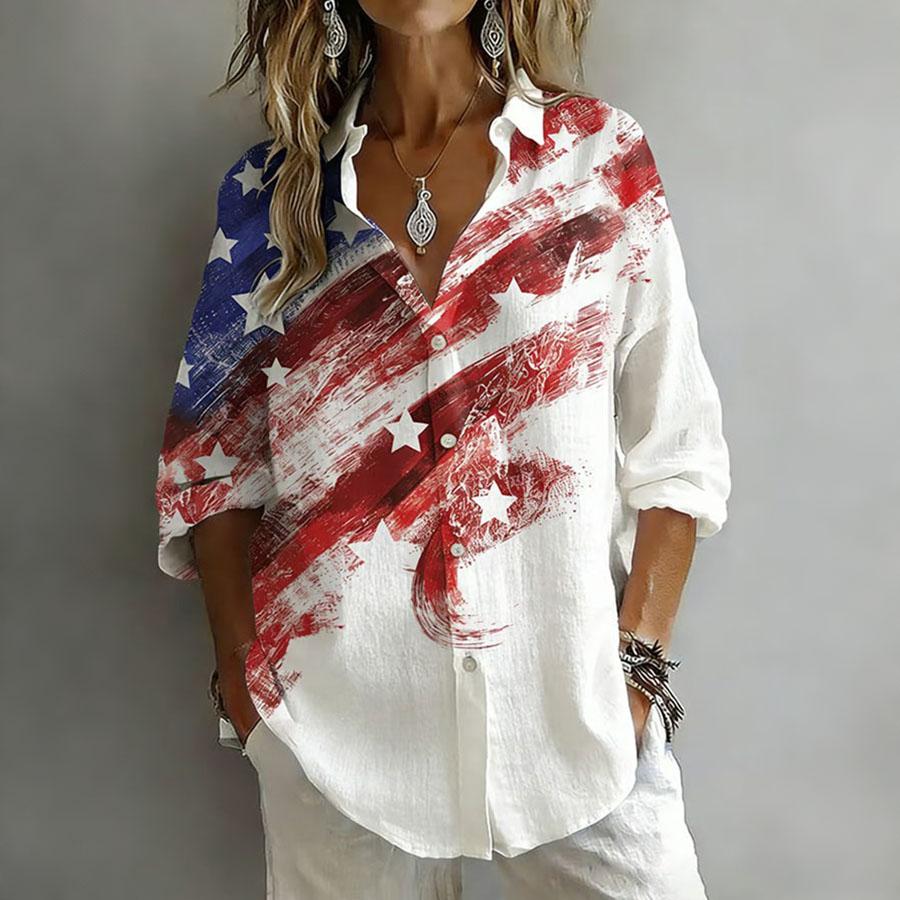 Women'S Casual American Independence Day 250Th Anniversary Printed Casual Shirt