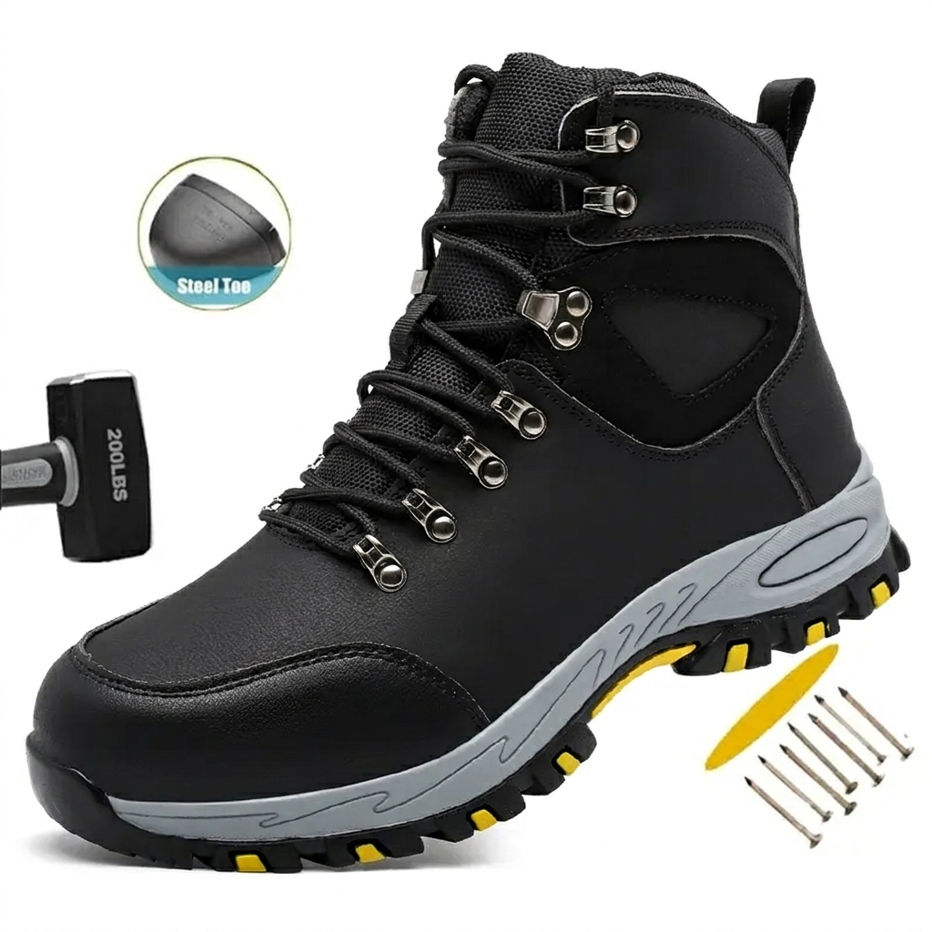Men's Waterproof Safety Boots – Rugged Steel-Toe Work Boots with Crush and Puncture Resistance