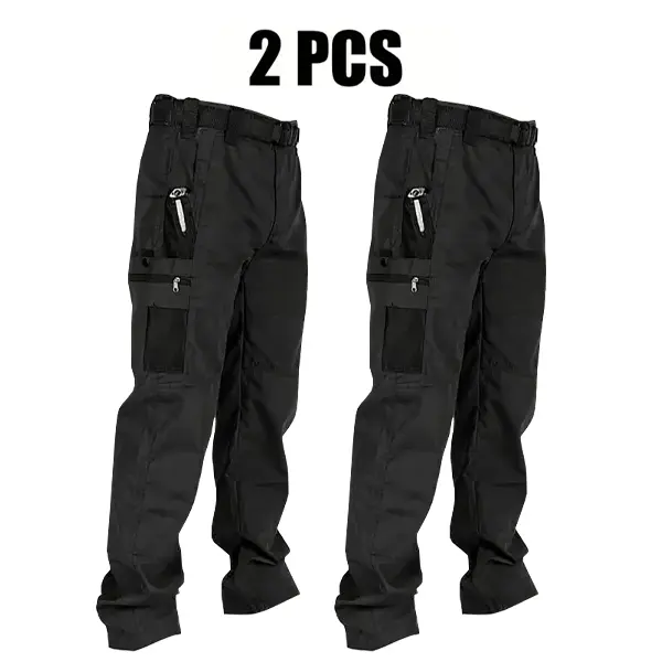 Men's Solid Color Tactical Work Pants,230g/m² new fabric，with Multiple Pockets and Zipper Closures
