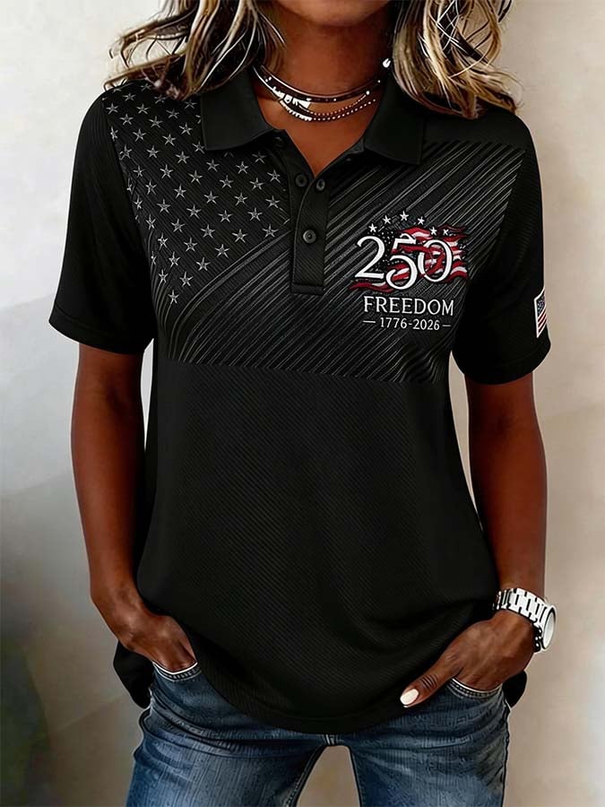 Women'S Independence Day Print Short-Sleeve Top
