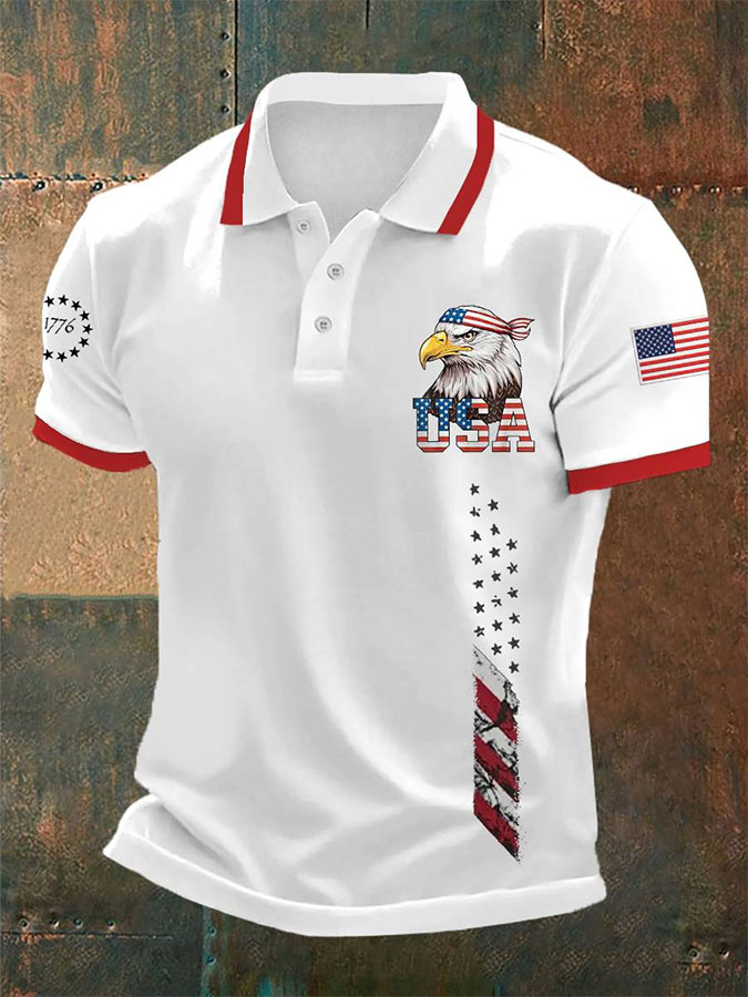 Men'S Retro Patriotic Independence Day 250Th Anniversary Polo Shirt