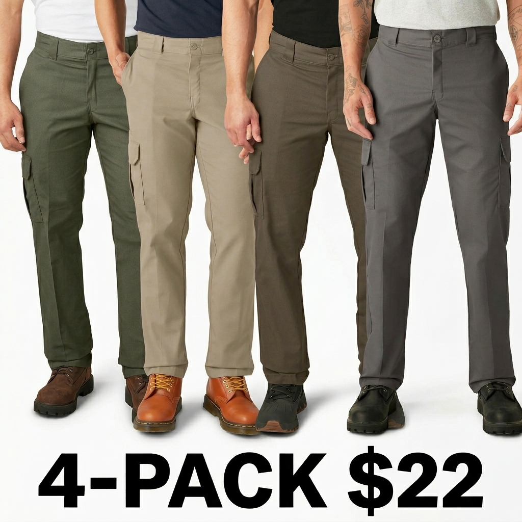 Men's FLEX Regular Fit Cargo Pants – Straight Leg, Expandable Pockets, Work & Casual