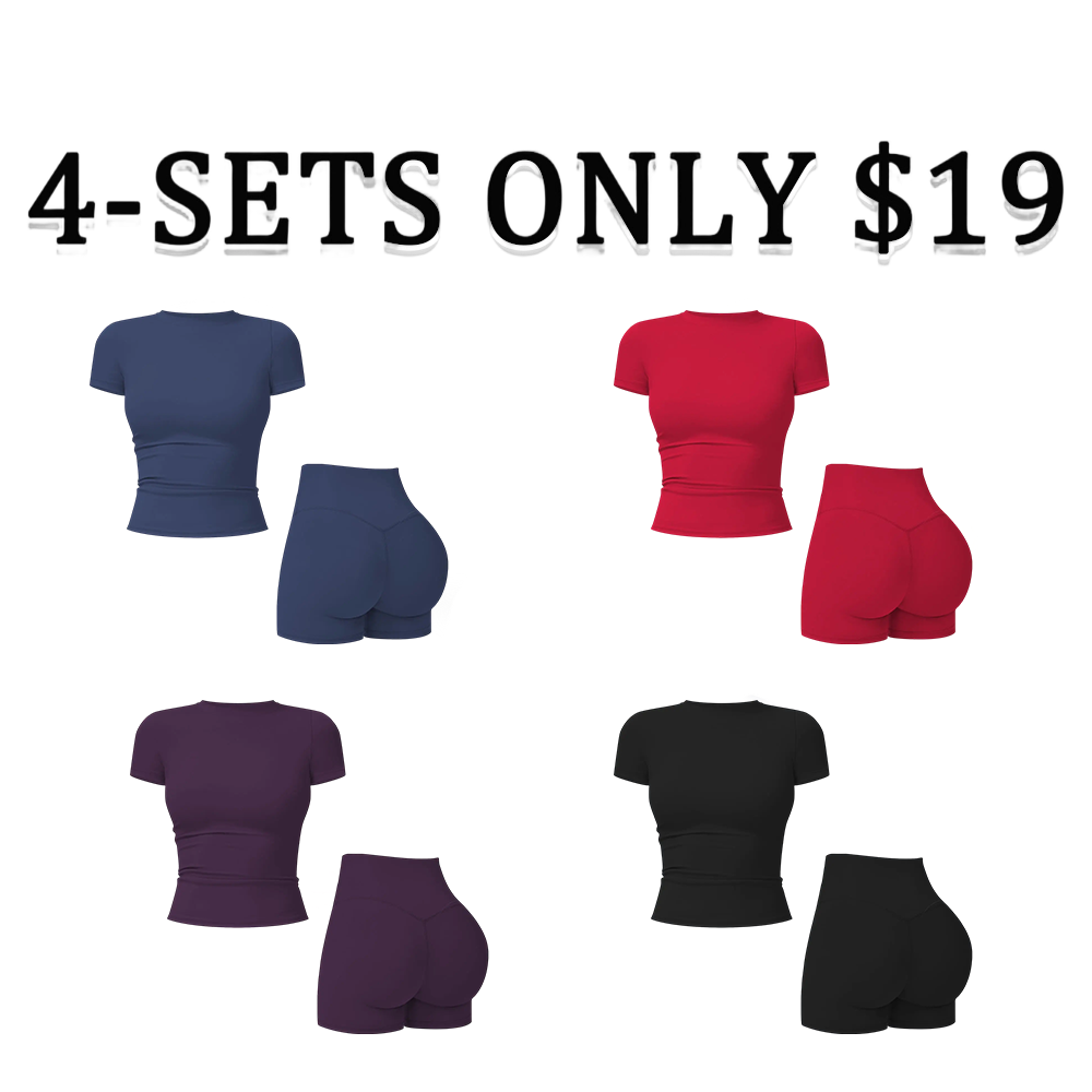 2-Piece Boat Neck Open-Back Workout Athletic Women’s Backless Tank Top Set
