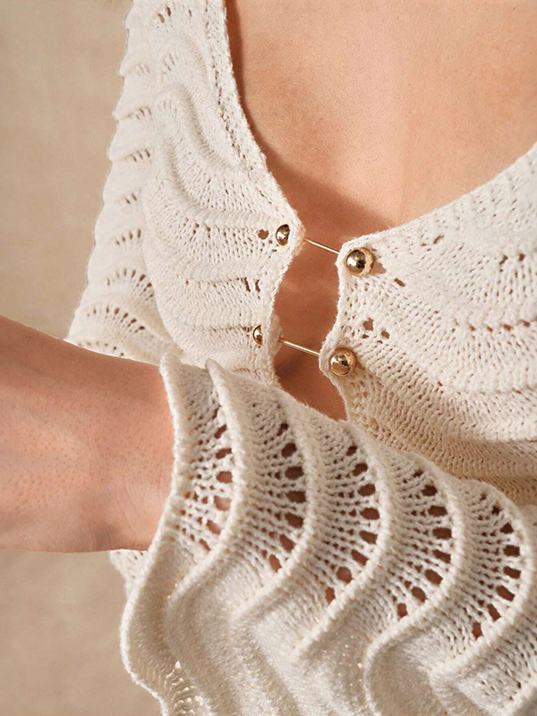 Solid Color Long Sleeves Hollow Vacation Cover-Up Dresses