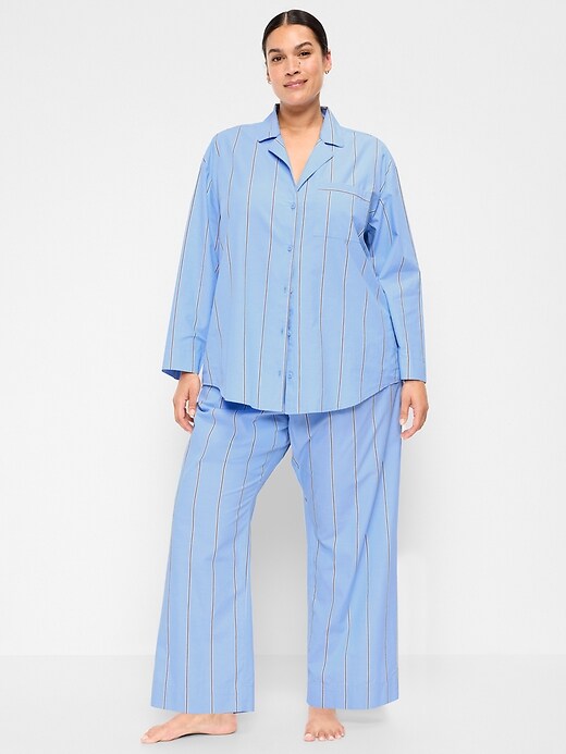 Poplin Pajama Pant Set Blue