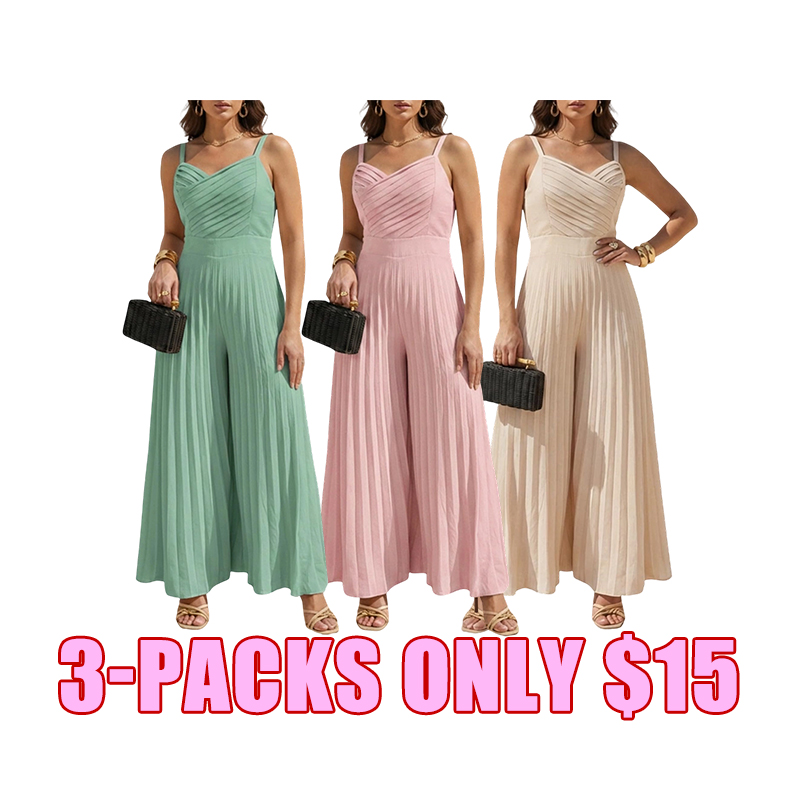 Flowy Pleated Wide-Leg Jumpsuit