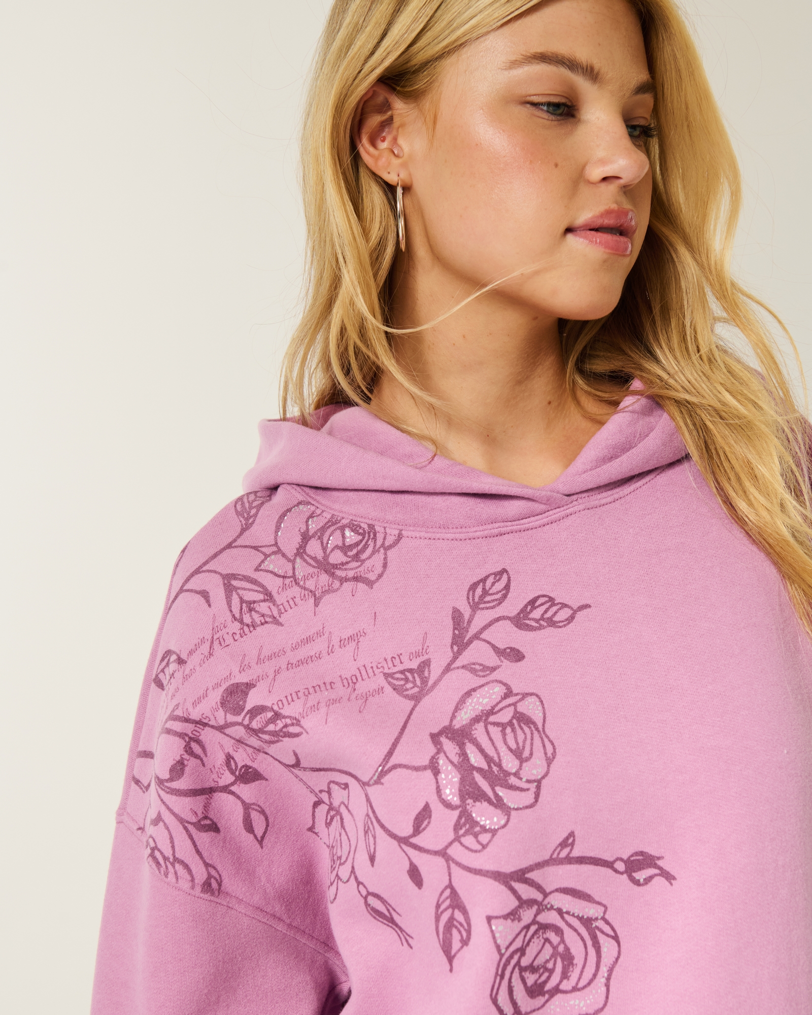 Oversized Sparkle Logo Graphic Hoodie