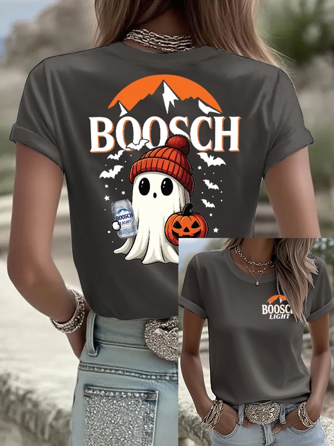 🔥Buy 2 Get 10% Off🔥Women's Retro Boosch Light Halloween Cute Ghost Pumpkin Print T-shirt