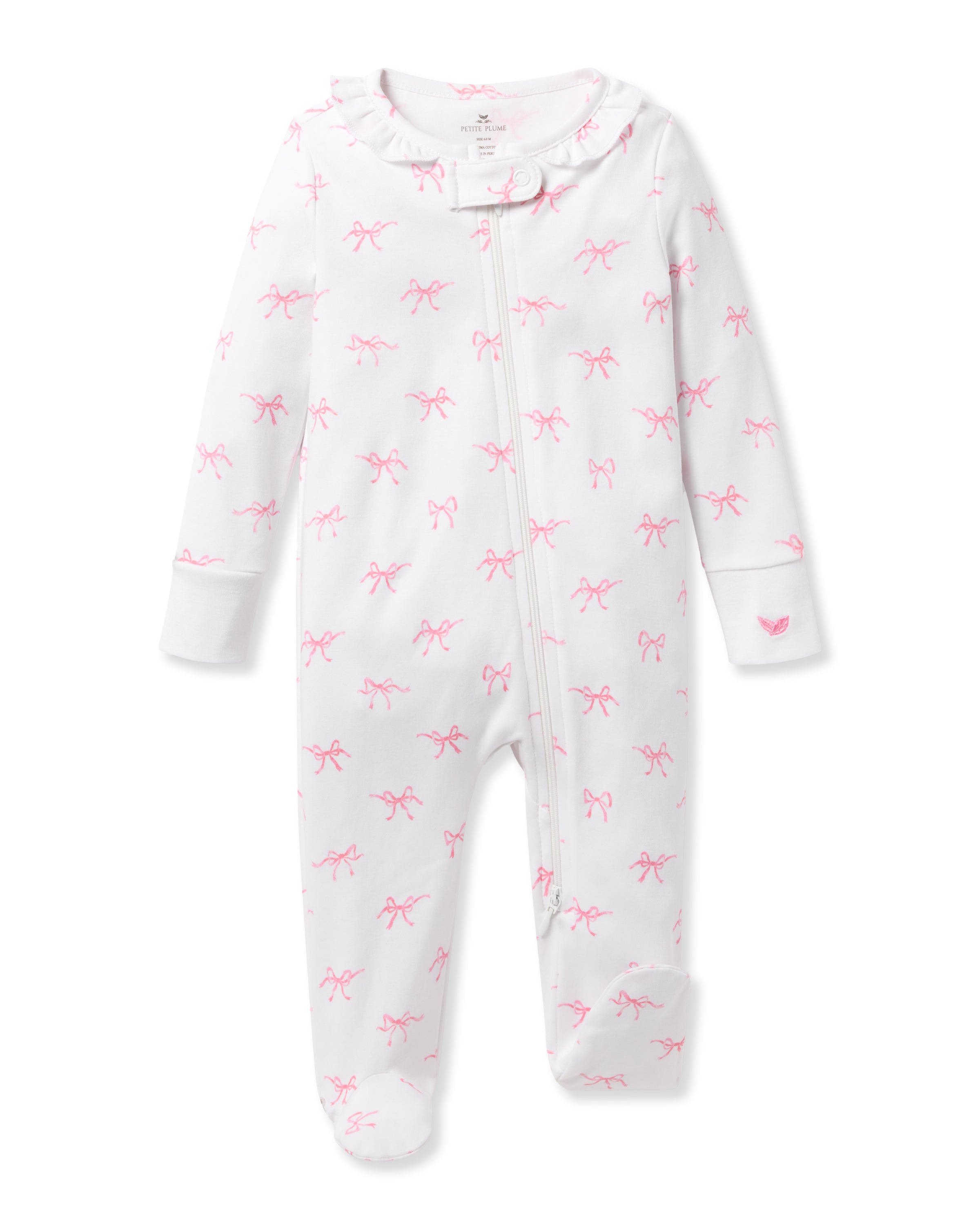 Baby's Pima Ruffle Collar Romper in Blushing Bows