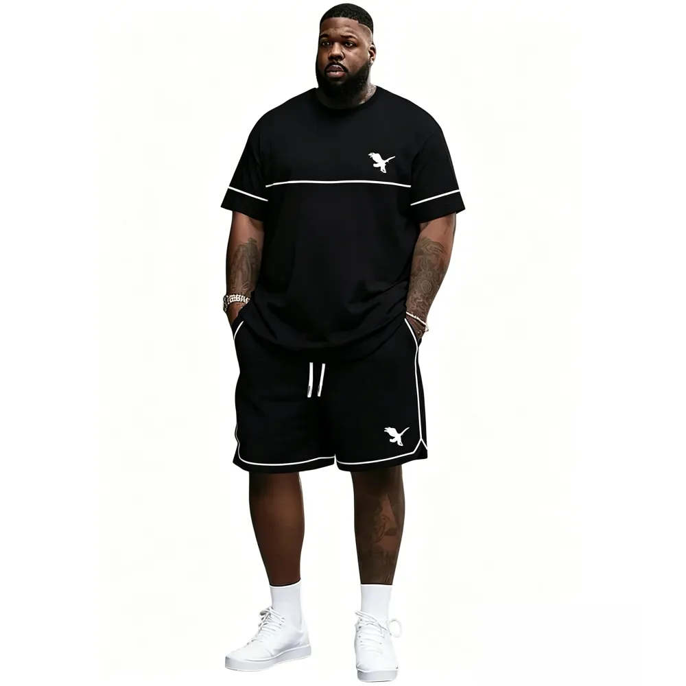 Men's Summer 2-Piece Set – Ultra-Breathable 3D Print Tee & Shorts, All-Day Comfort