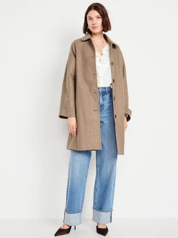 Old Navy Women's Relaxed Button-Front Mac Coat